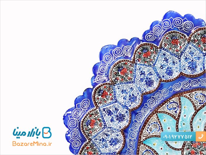 بشقاب مسی ميناکاری قطر 25 سانتی متر