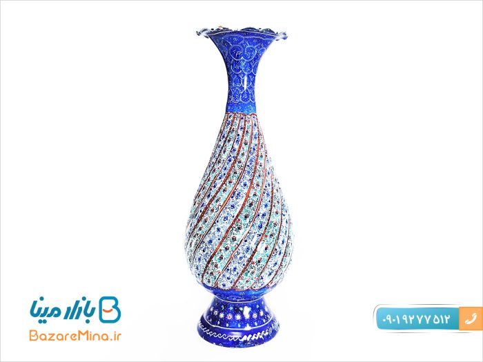 گلدان مسی مینا کاری 20 سانتی متری