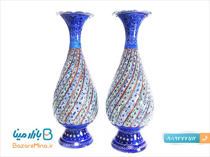 گلدان مسی مینا کاری 20 سانتی متری