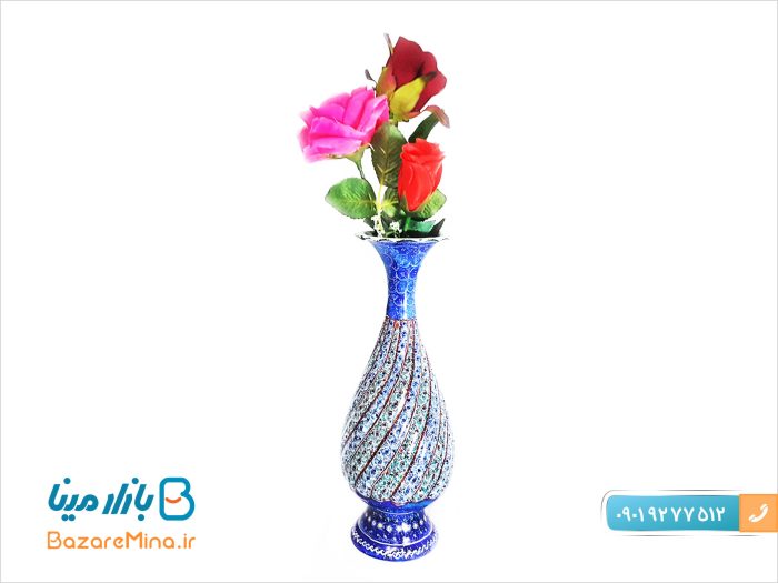 گلدان مسی مینا کاری 20 سانتی متری