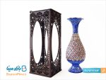 گلدان مسی میناکاری جعبه مشبک ارتفاع 20 سانتی متر
