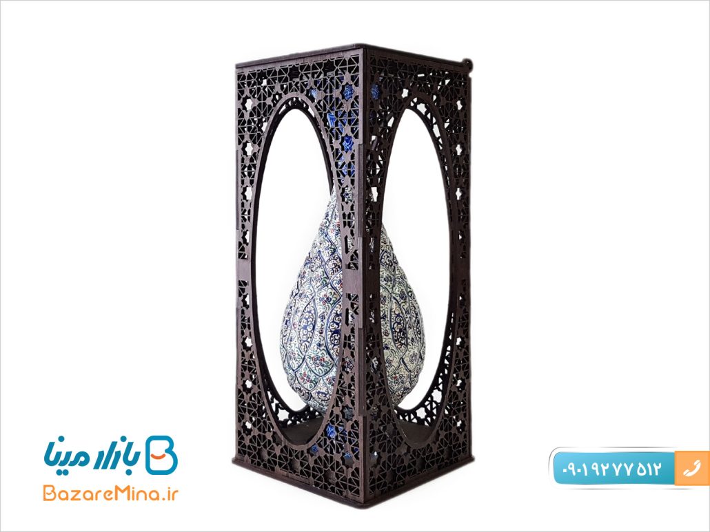 گلدان مسی میناکاری جعبه مشبک