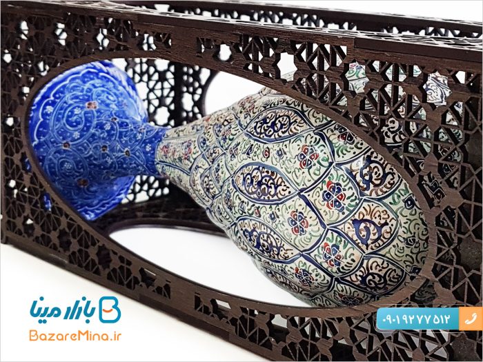 گلدان مسی میناکاری جعبه مشبک