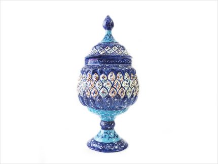 قندان مسی میناکاری پایه دار