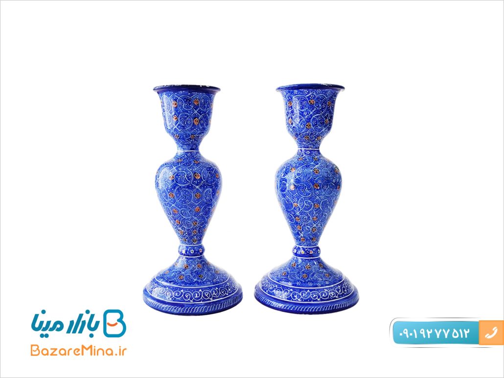 شمعدان مسی ميناکاری