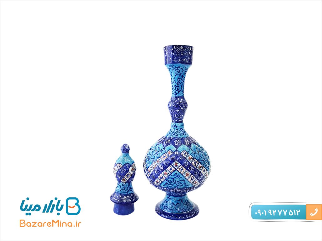 تنگ مسی ميناکاری ارتفاع 30 سانتی متر