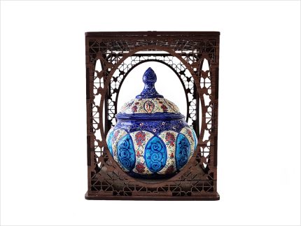قندان مسی مینا کاری با جعبه مشبک