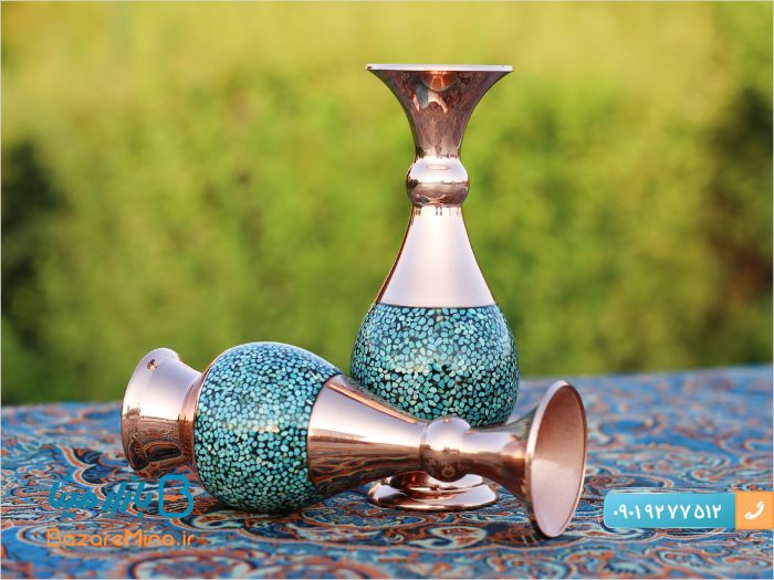 گلدان فیروزه کوب ارتفاع 16 سانتی متر