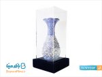 گلدان مسی مینا کاری جعبه پلکسی ارتفاع 16 سانتی متر