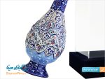 گلدان مسی مینا کاری جعبه پلکسی ارتفاع 16 سانتی متر