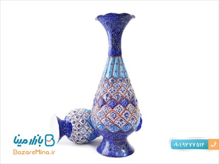 گلدان مسی میناکاری ارتفاع 25 سانتی متر