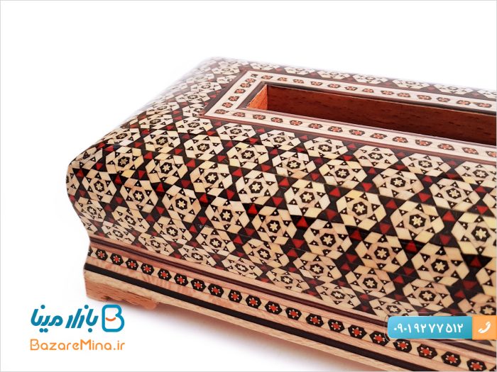 جا دستمال کاغذی خاتم کاری