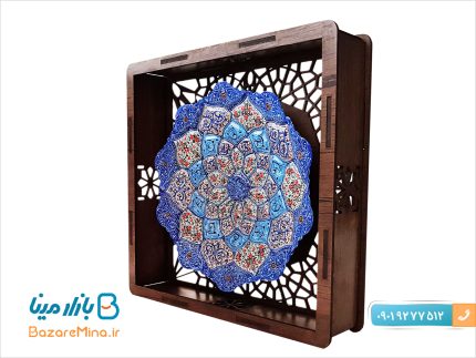 بشقاب میناکاری جعبه مشبک ۱۶ سانتی متری