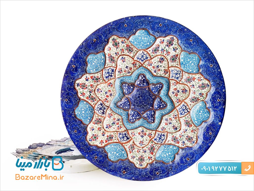 بشقاب میناکاری لبه گرد 30 سانتی متری