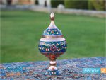 قندان پایه دار مس و میناکاری