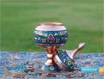 قندان پایه دار مس و میناکاری