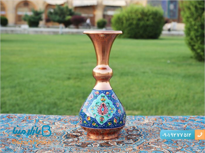 گلدان مس و میناکاری