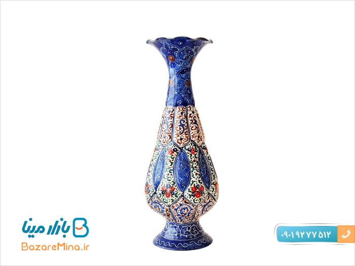 گلدان مسی میناکاری 16 سانتی متر
