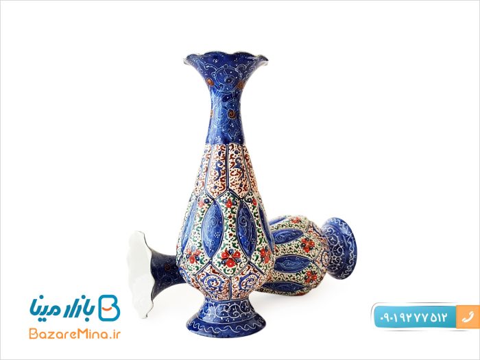 گلدان مسی میناکاری 16 سانتی متر