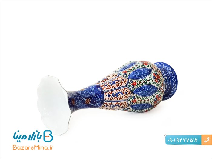 گلدان مسی میناکاری 16 سانتی متر