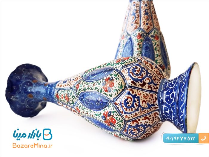 گلدان مسی میناکاری 16 سانتی متر