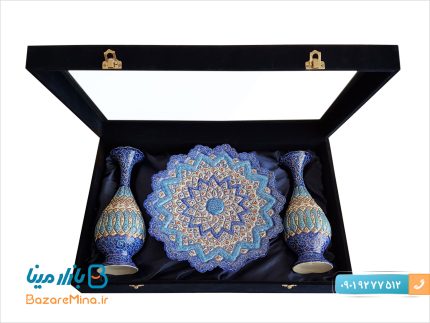 ست بشقاب 30 و گلدان 25 میناکاری