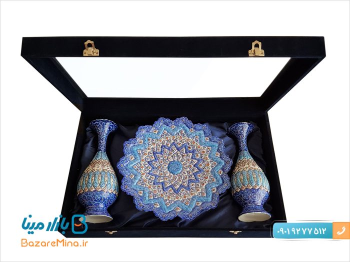 ست بشقاب 30 و گلدان 25 میناکاری