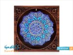 قاب میناکاری با جعبه چوبی مشبک 25*25 سانتی متر