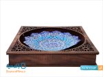 قاب میناکاری با جعبه چوبی مشبک 25*25 سانتی متر