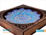 قاب میناکاری با جعبه چوبی مشبک 25*25 سانتی متر