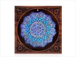قاب مینا کاری با جعبه چوبی مشبک 25*25 سانتی متر