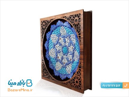 قاب میناکاری با جعبه چوبی مشبک 34*34 سانتی متر