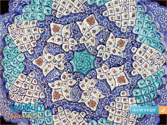 قاب میناکاری با جعبه چوبی مشبک 34*34 سانتی متر