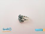 نیم ست نقره سیاه قلم مدل گل آویز