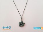 نیم ست نقره سیاه قلم مدل گل آویز