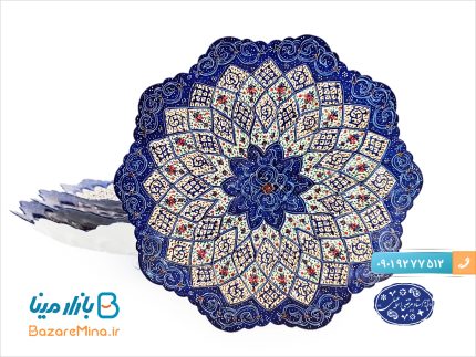 بشقاب میناکاری اثر استاد اسماعیلی قطر 16 سانتی
