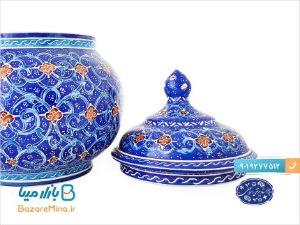 قندان مسی میناکاری شده اثر اسماعیلی طرح اسلیمی