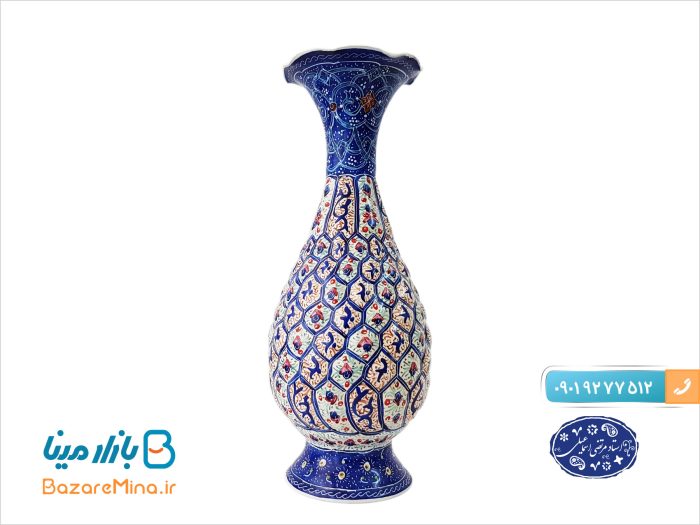 گلدان مسی میناکاری اثر اسماعیلی 16 سانتی متر