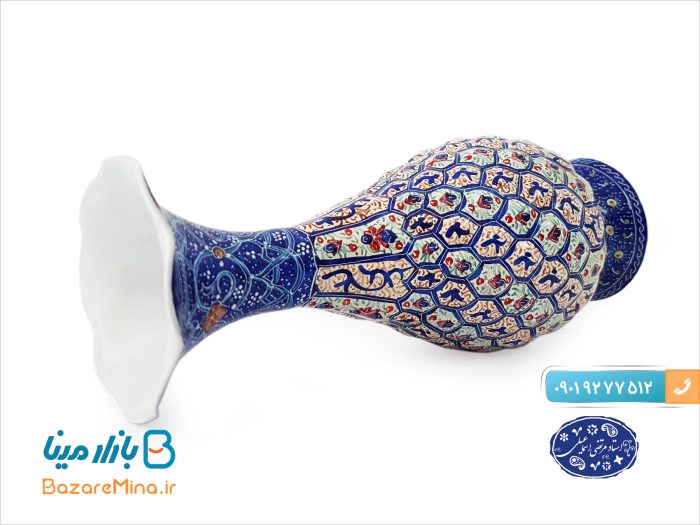 گلدان مسی میناکاری اثر اسماعیلی 16 سانتی متر