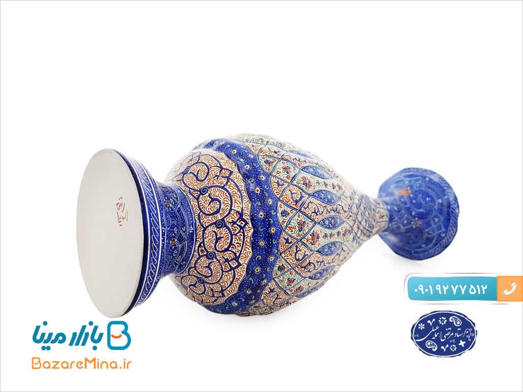 گلدان ميناکاري اسماعيلي طرح برجسته 25 سانتي