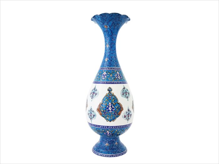 گلدان ترنج میناکاری استاد اسماعیلی 25 سانتی متر