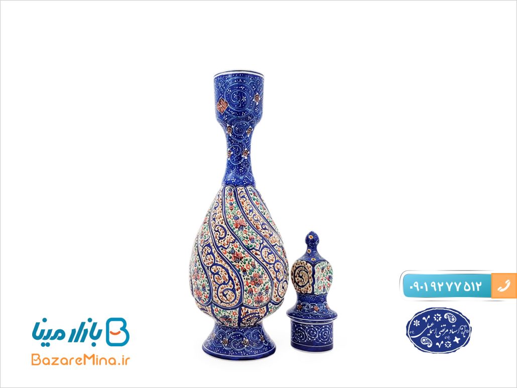 تنگ مسی میناکاری اثر اسماعیلی 22 سانتی متر