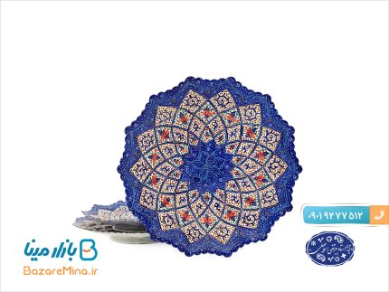 بشقاب مینا کاری سری سه تایی اثر استاد اسماعیلی