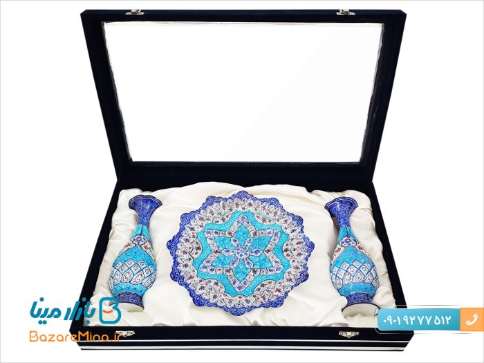 باکس ست میناکاری گلدان 20 و بشقاب 25 سانتی