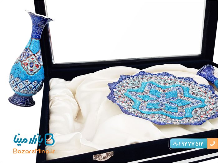 باکس ست میناکاری گلدان 20 و بشقاب 25 سانتی