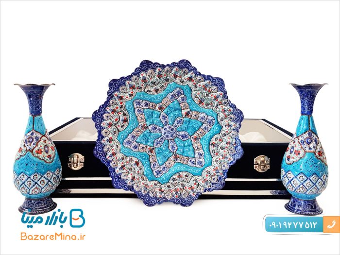 باکس ست میناکاری گلدان 20 و بشقاب 25 سانتی
