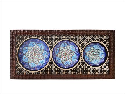 قاب مشبک سه بشقابی میناکاری