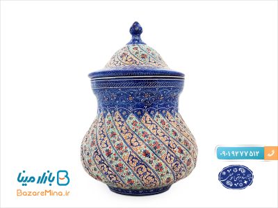 قندان میناکاری اثر اسماعیلی مدل گردن باریک