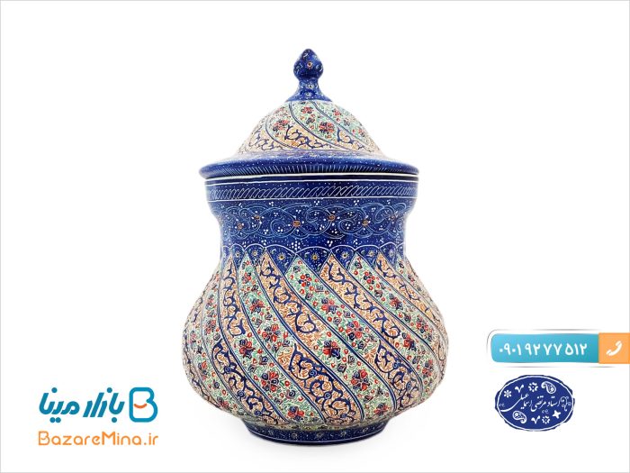 قندان میناکاری اثر اسماعیلی مدل گردن باریک