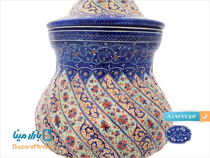 قندان میناکاری اثر اسماعیلی مدل گردن باریک